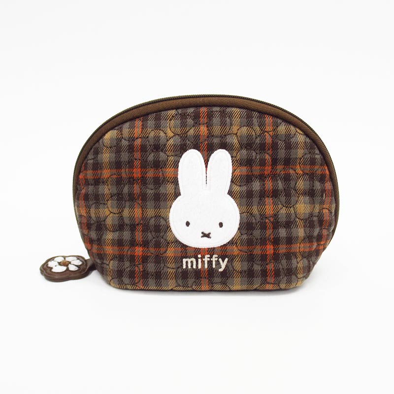 miffy ラウンドポーチ BR キルティングチェック